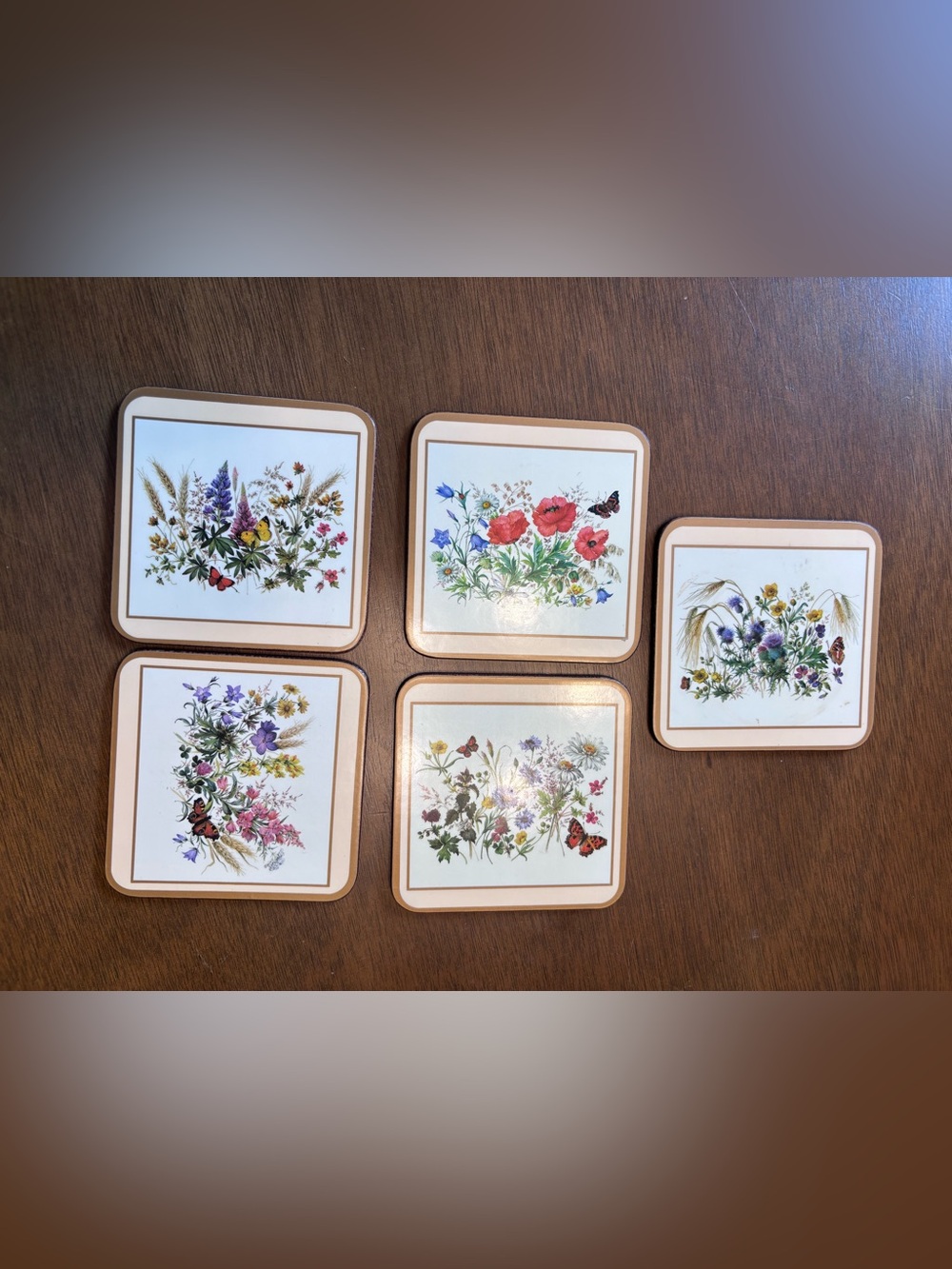 Pimpernel Floral Wildflower Coasters in White, Red, Blue, Green